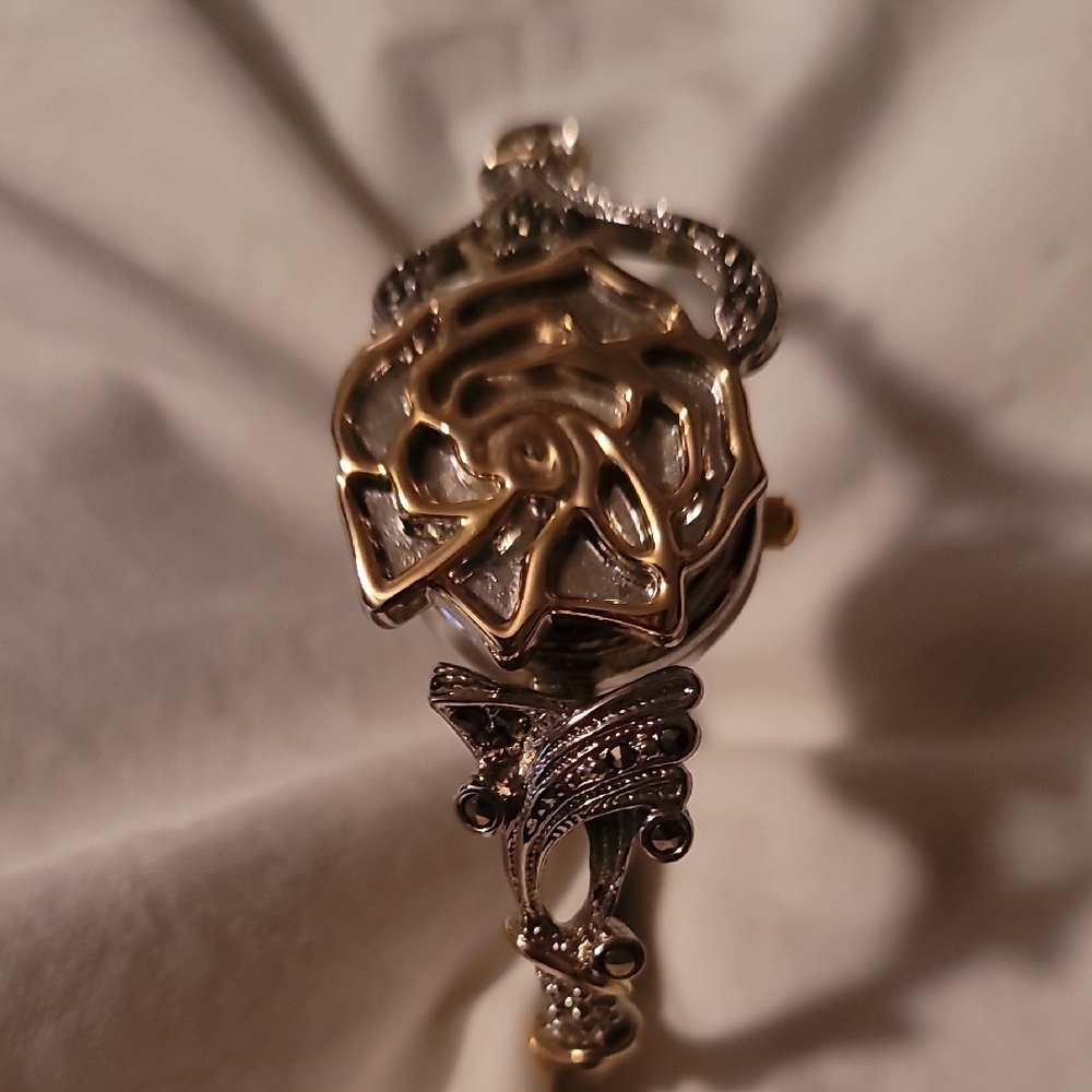 Hidden Watch Rose Bangle Bracelet By Anya Ltd. Gold,Silver & Gunmetal Tones